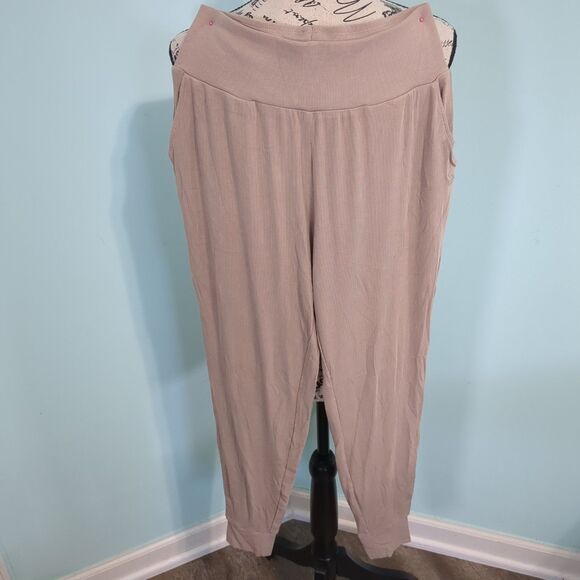 Cozy earth bamboo rib knit joggers pants new with tags small suede light brown - Picture 1 of 7